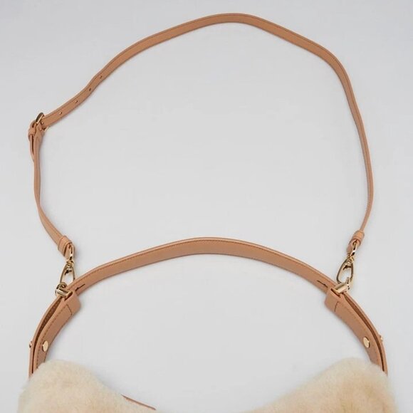 Prada Ecru/Noisette Shearling and Leather Arque Shoulder Bag - Picture 10 of 12